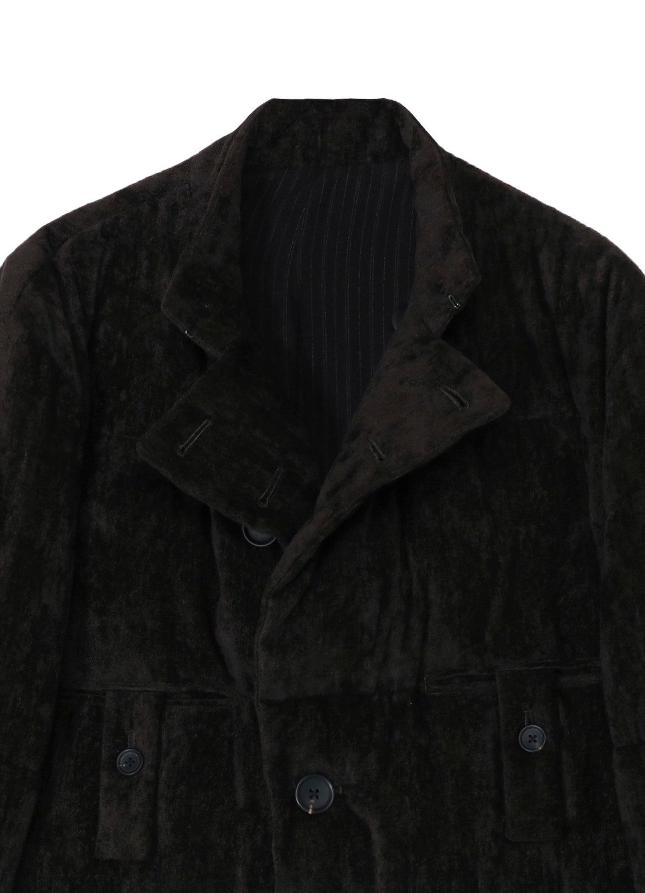 LINEN VELVET HORIZONTAL PADDED LONG JACKET