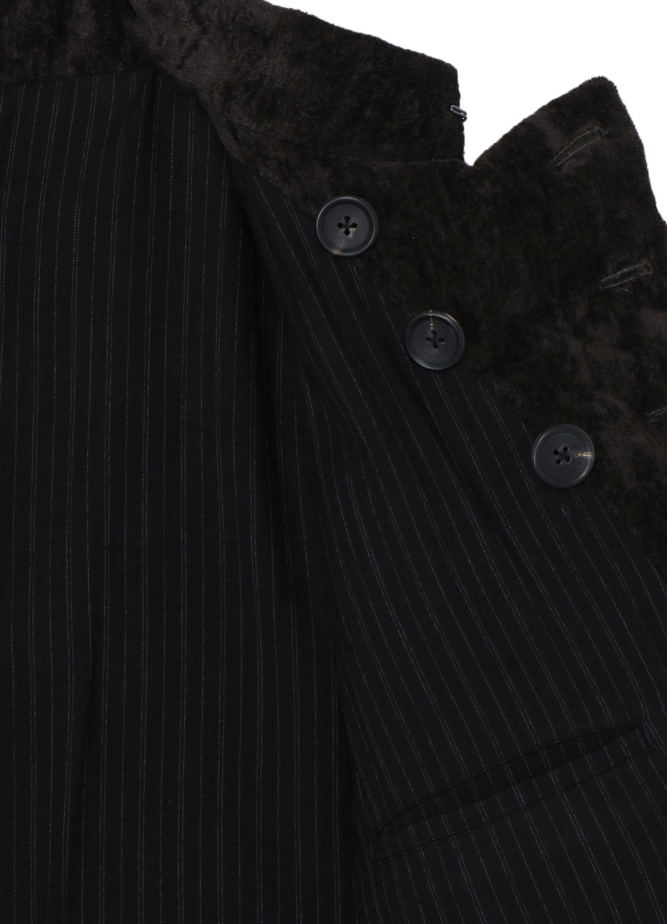 LINEN VELVET HORIZONTAL PADDED LONG JACKET
