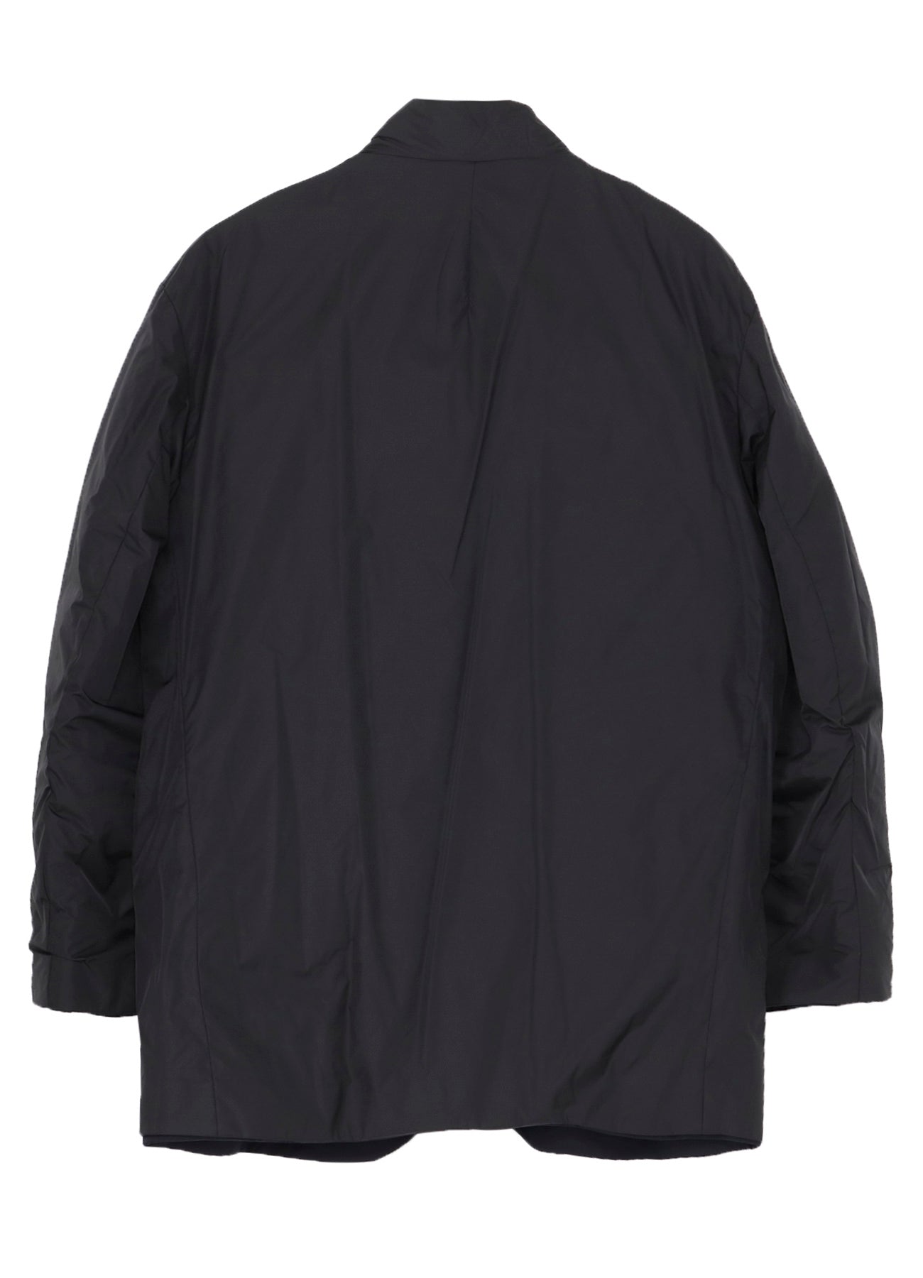 NAVY WOOL GABARDINE HORIZONTAL PADDED STAND JACKET