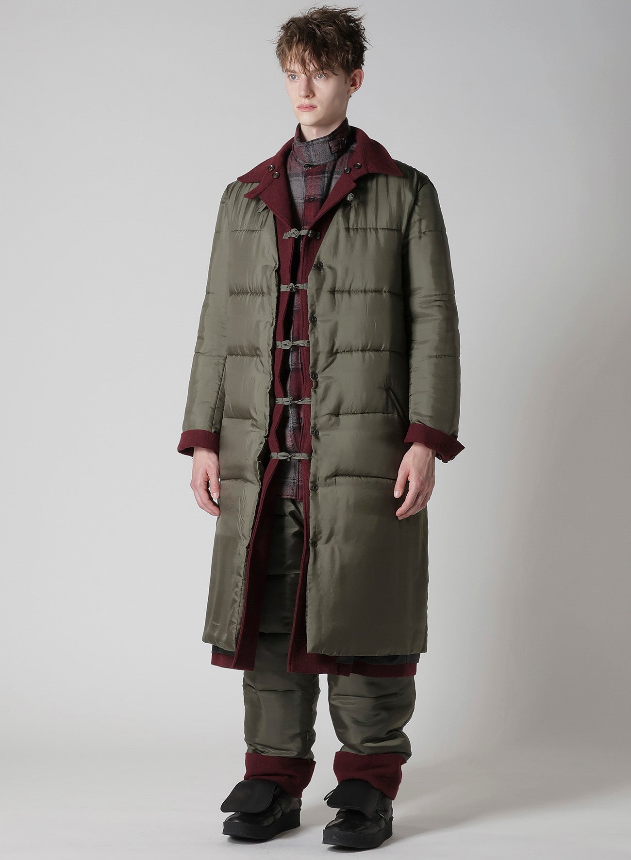 BURGUNDY WOOL BELT JACKET WITH LINER
