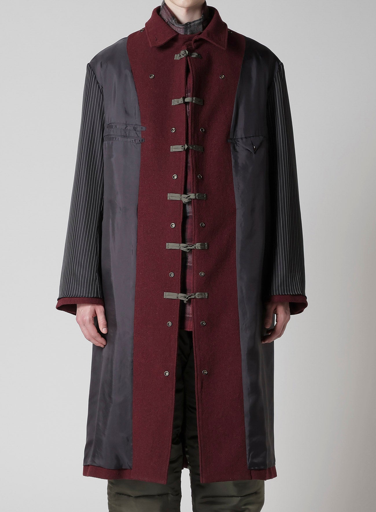 BURGUNDY WOOL BELT JACKET WITH LINER