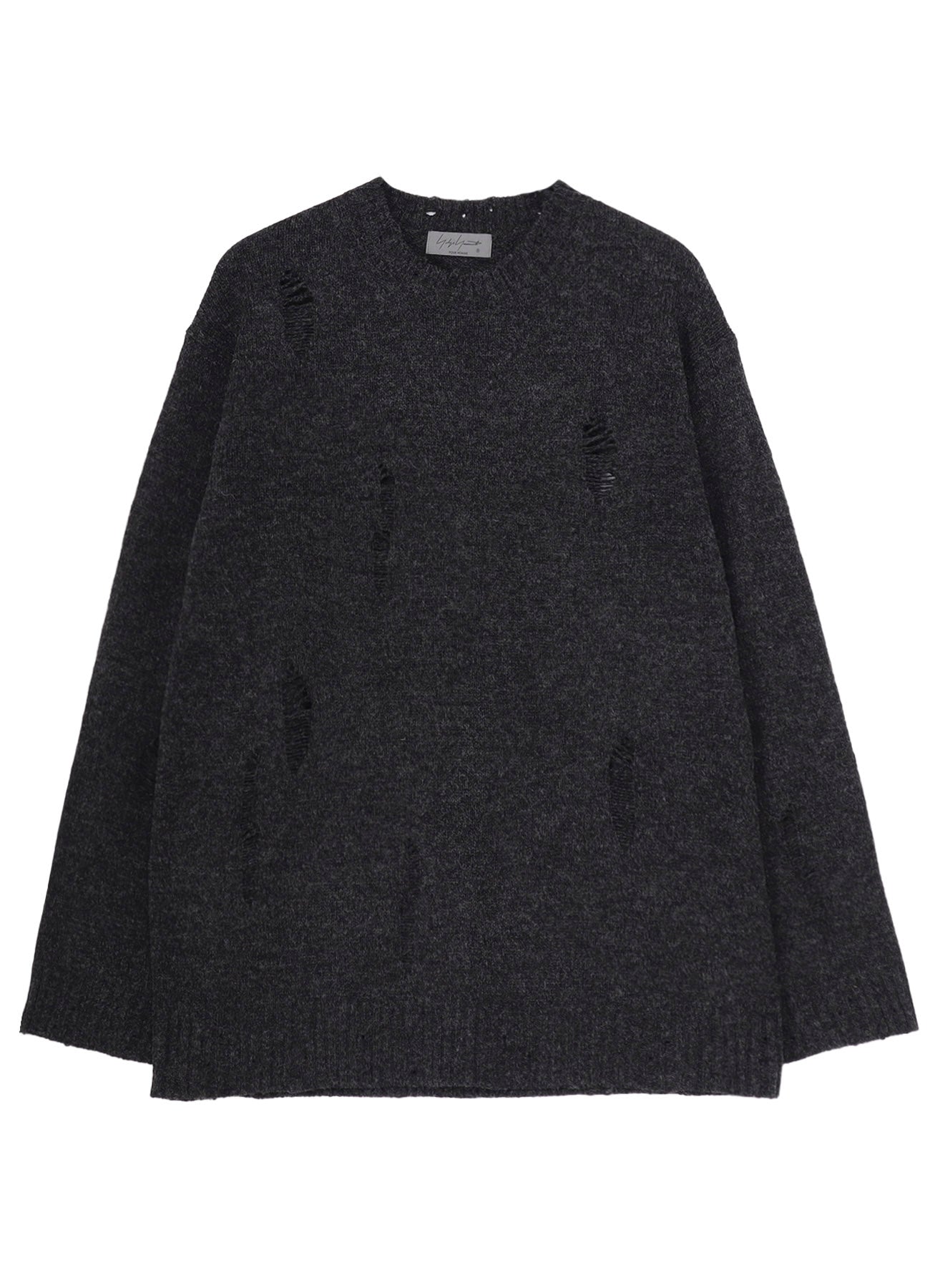 PLAIN STITCH CRASHED ROUND NECK PULLOVER