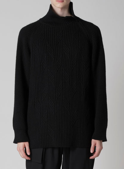 5G1P CABLE+CARDIGAN STITCH SIDE ZIP HIGN NECK PO