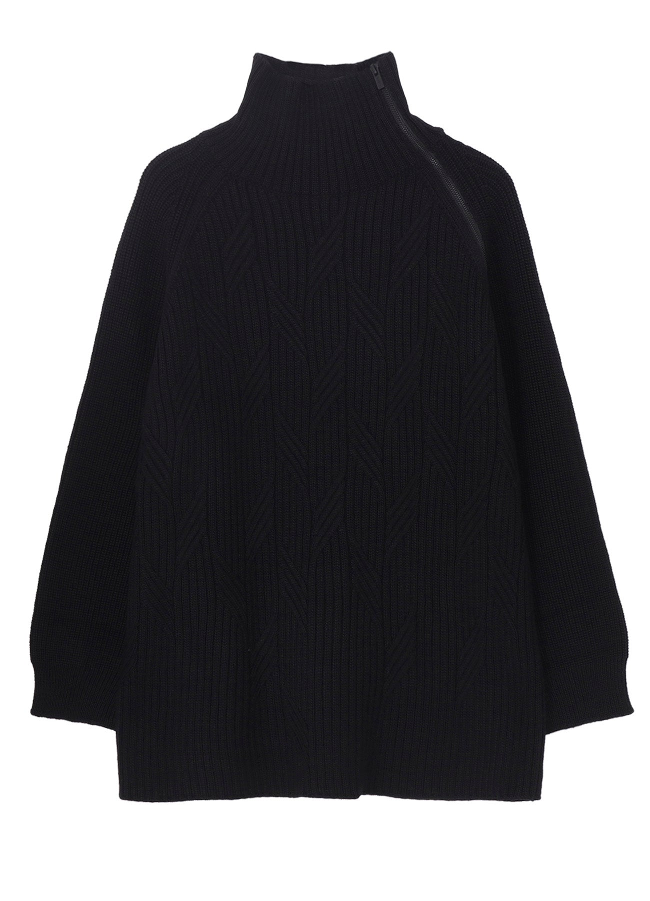 5G1P CABLE+CARDIGAN STITCH SIDE ZIP HIGN NECK PO