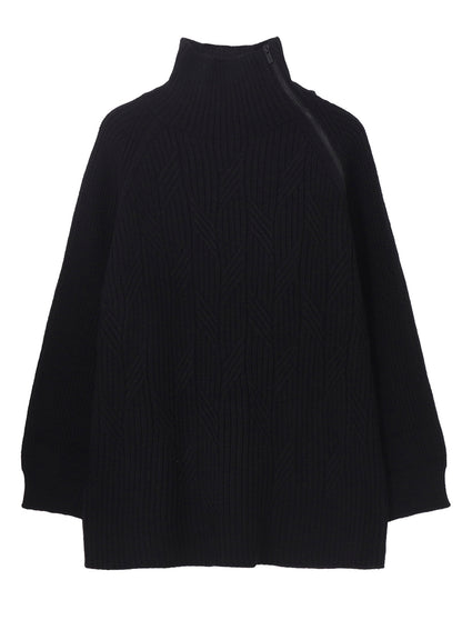 5G1P CABLE+CARDIGAN STITCH SIDE ZIP HIGN NECK PO