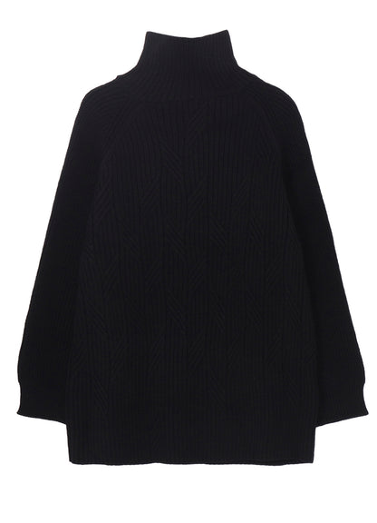 5G1P CABLE+CARDIGAN STITCH SIDE ZIP HIGN NECK PO