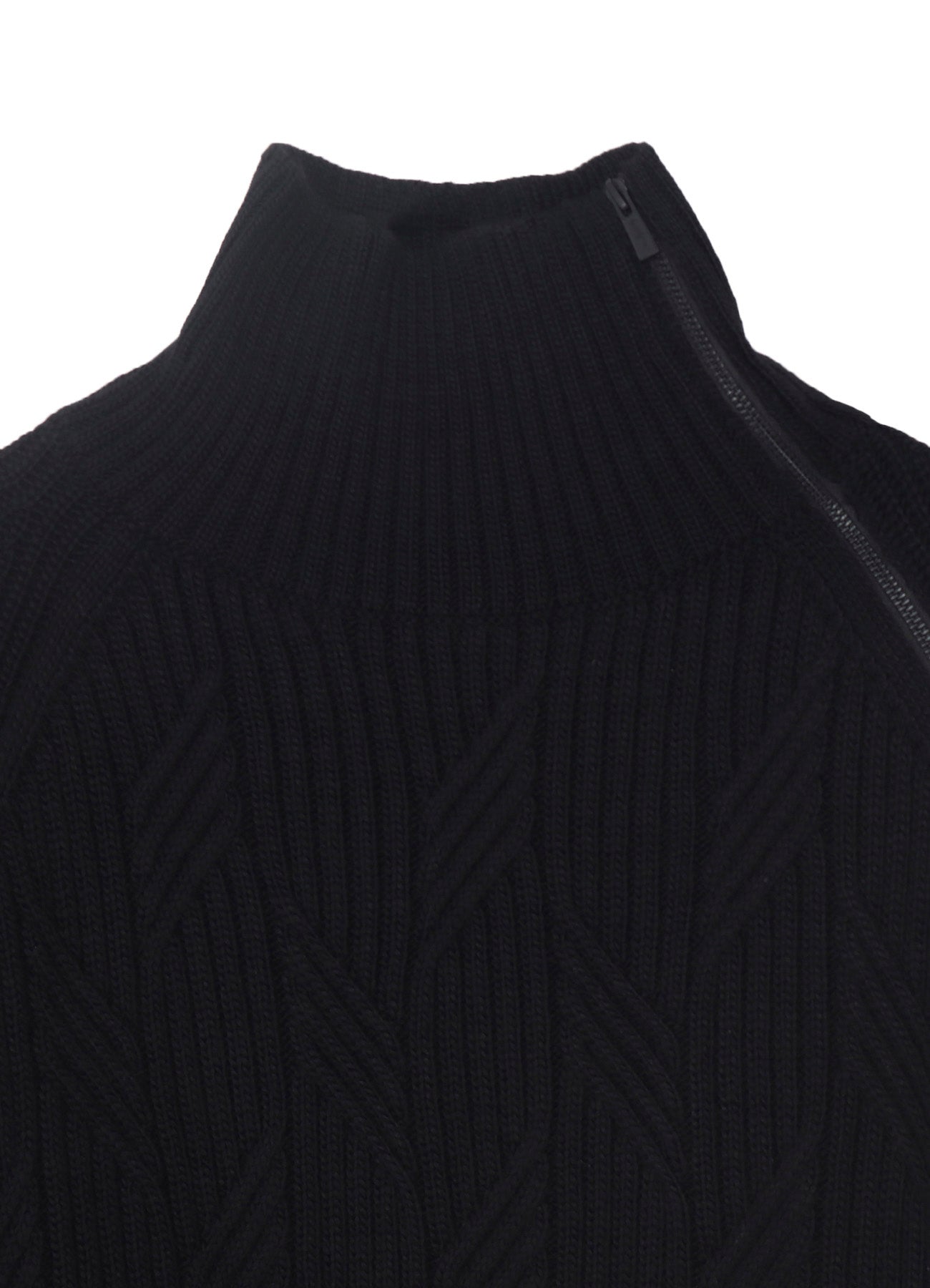 5G1P CABLE+CARDIGAN STITCH SIDE ZIP HIGN NECK PO