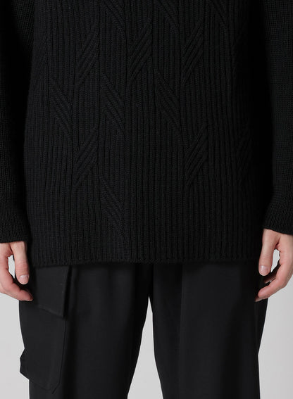 5G1P CABLE+CARDIGAN STITCH SIDE ZIP HIGN NECK PO