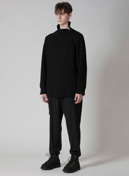 5G1P CABLE+CARDIGAN STITCH SIDE ZIP HIGN NECK PO