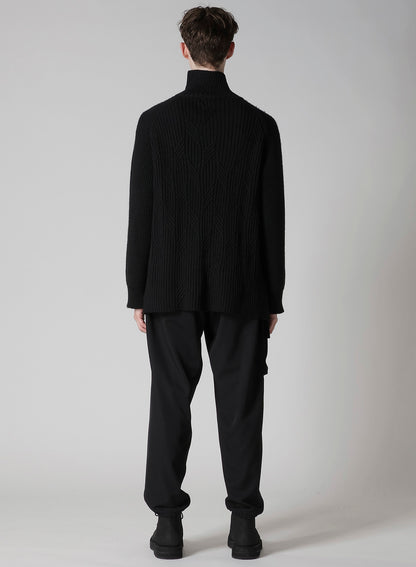 5G1P CABLE+CARDIGAN STITCH SIDE ZIP HIGN NECK PO