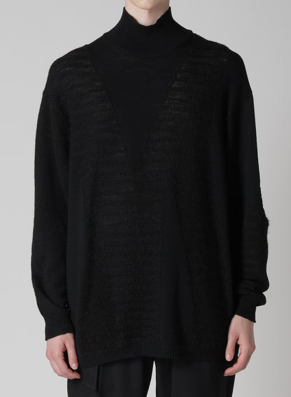 5G1P COMBINATION KNIT PANELED HIGH NECK PO