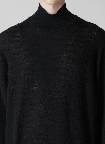 5G1P COMBINATION KNIT PANELED HIGH NECK PO