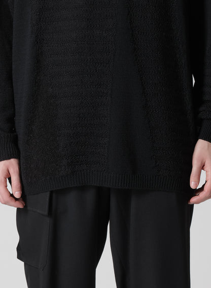 5G1P COMBINATION KNIT PANELED HIGH NECK PO