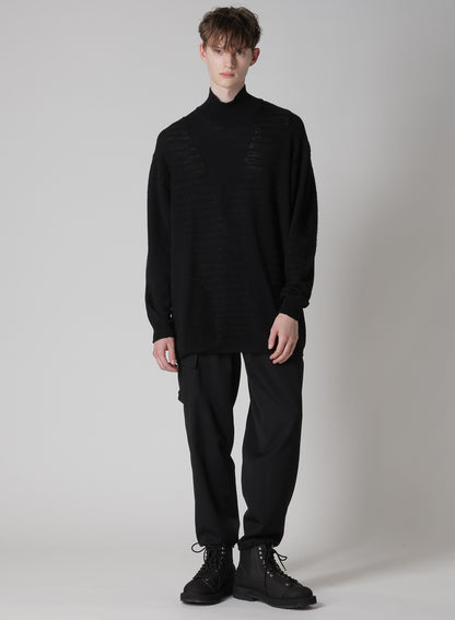 5G1P COMBINATION KNIT PANELED HIGH NECK PO