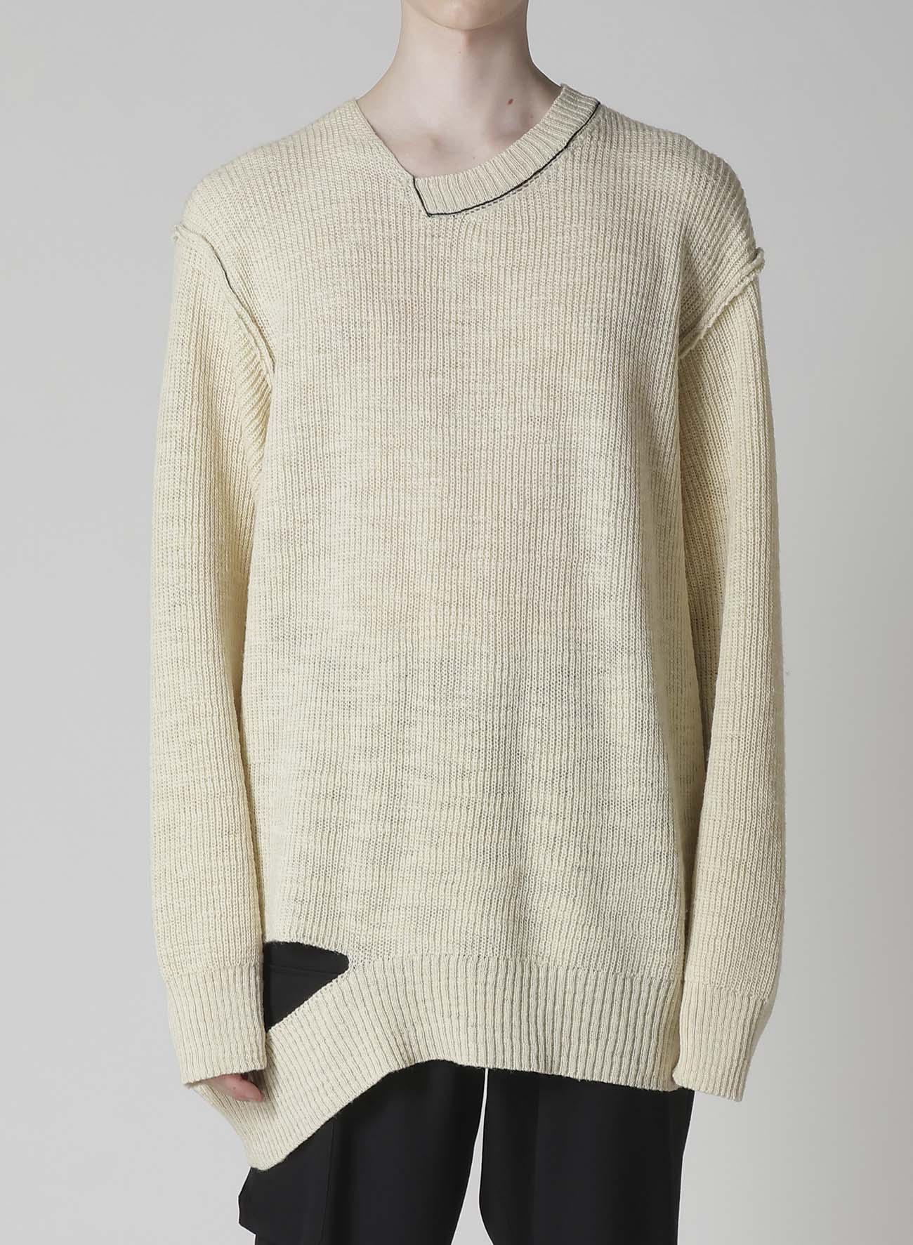 HALF CARDIGAN ASYMMETRY NECKLINE PO