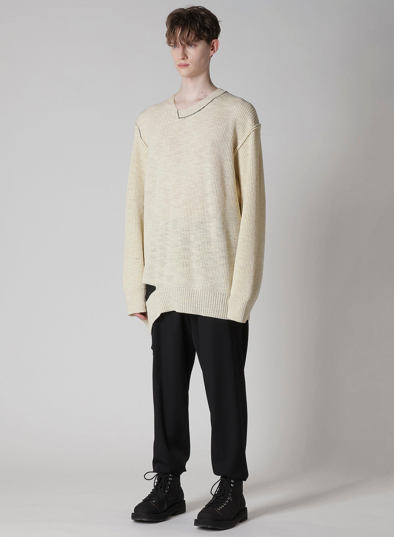 HALF CARDIGAN ASYMMETRY NECKLINE PO