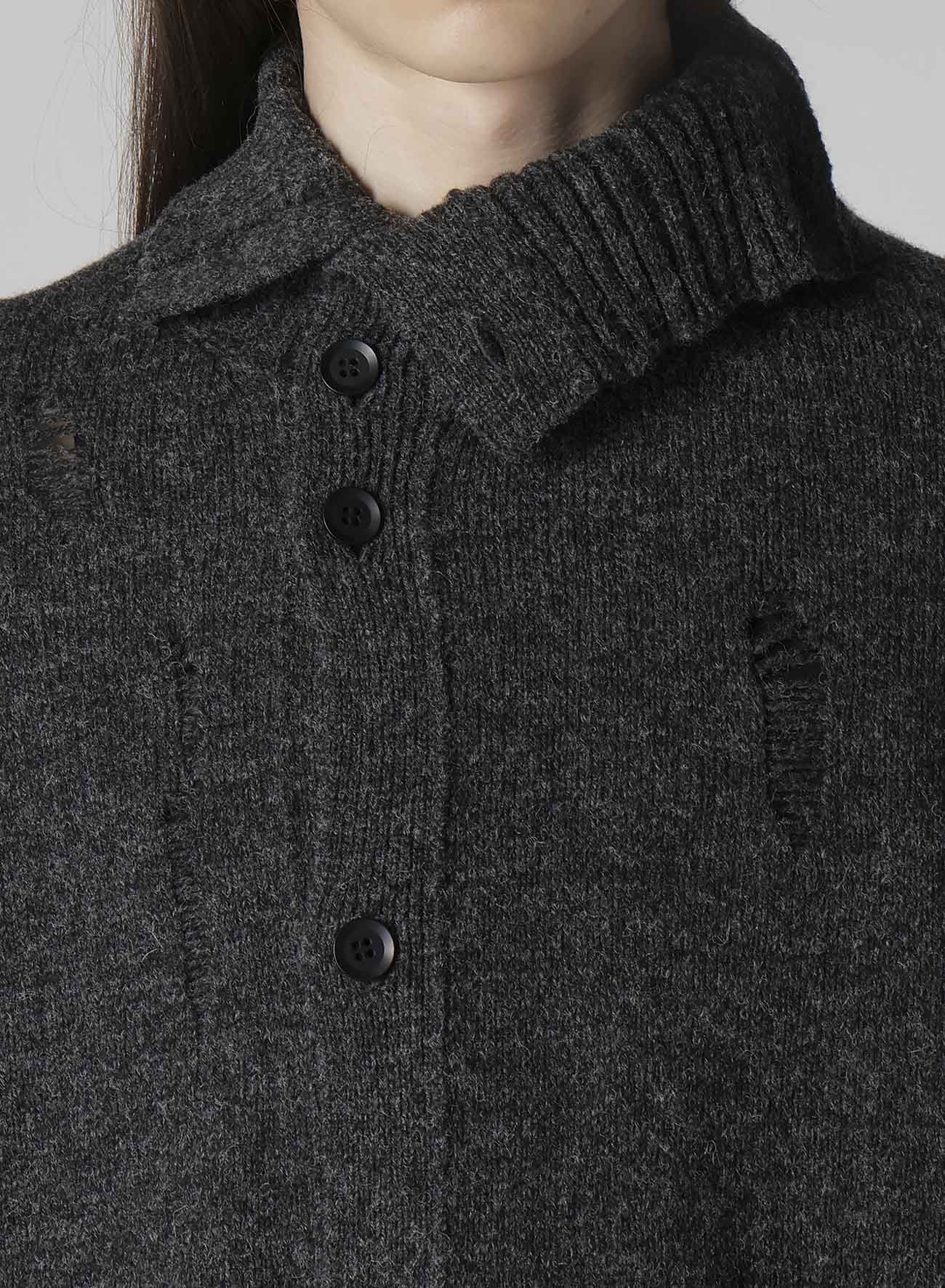 PLAIN STITCH CRASHED HIGH NECK CARDIGAN