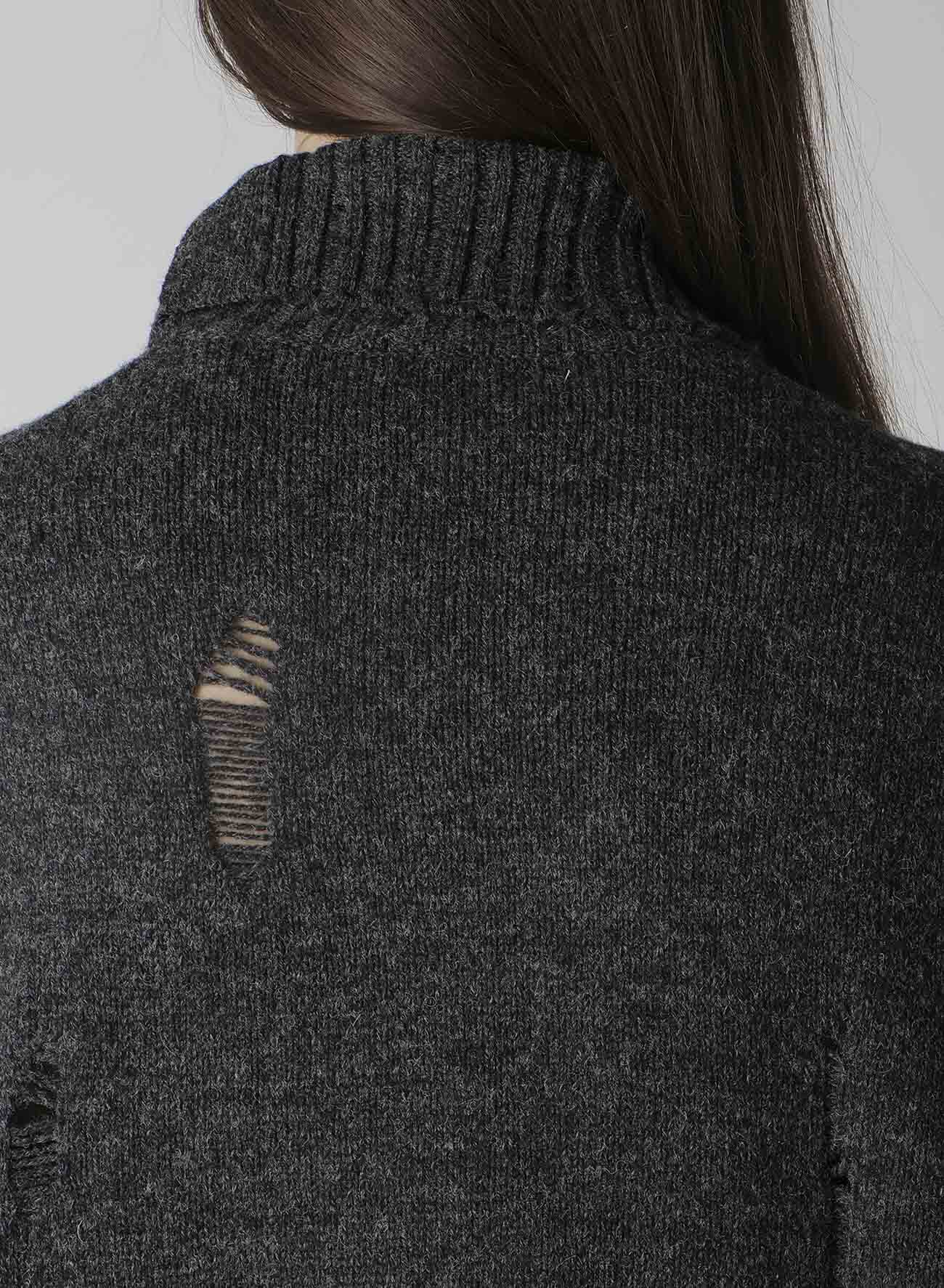 PLAIN STITCH CRASHED HIGH NECK CARDIGAN