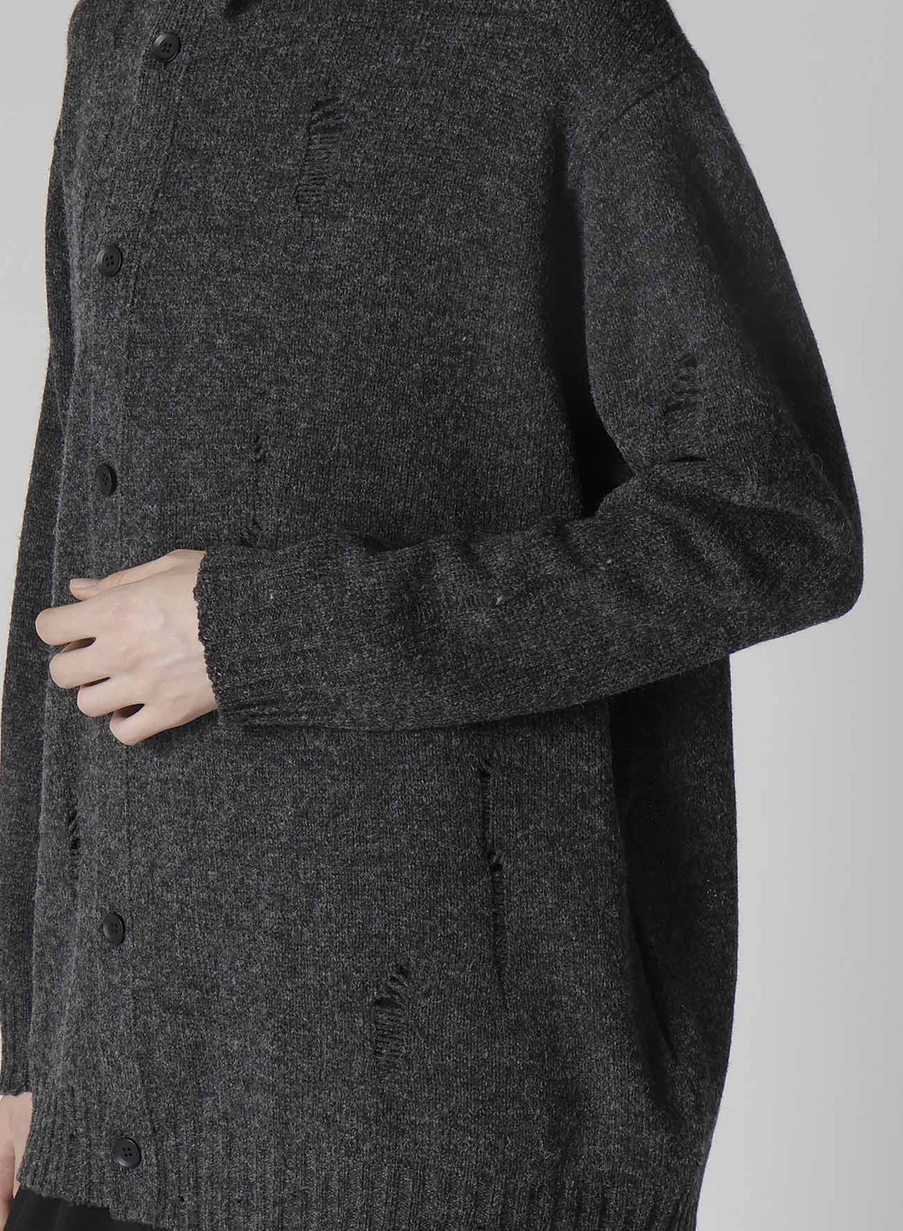 PLAIN STITCH CRASHED HIGH NECK CARDIGAN