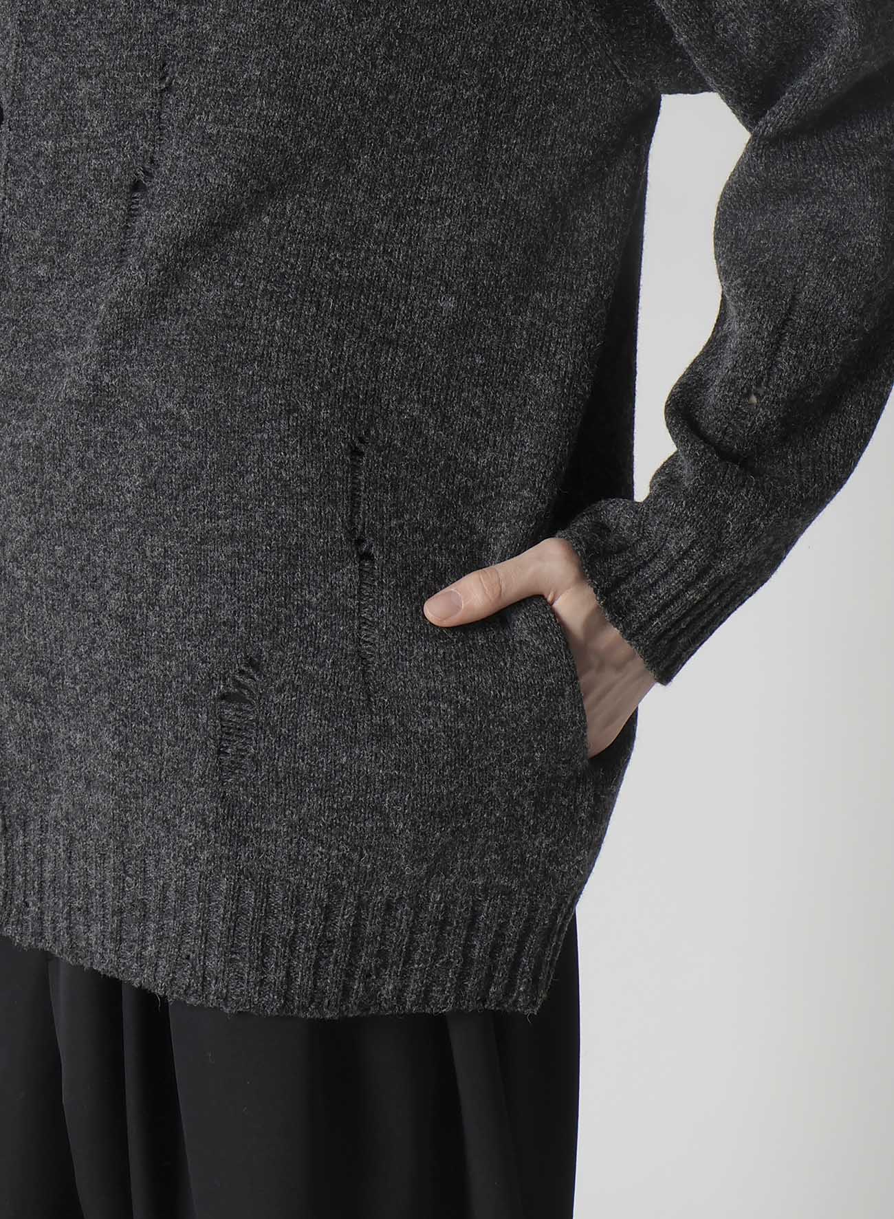 PLAIN STITCH CRASHED HIGH NECK CARDIGAN