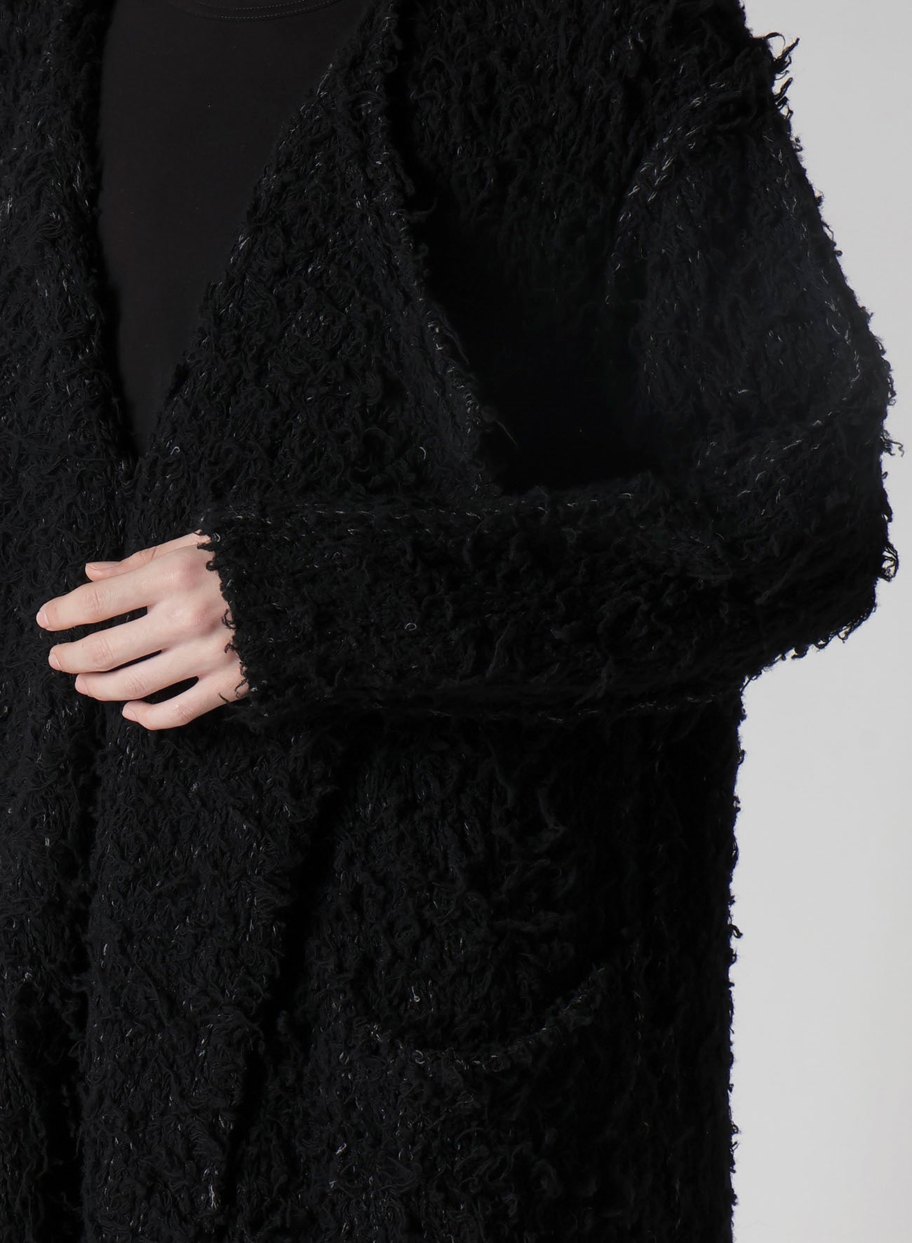 3G1P BRUSHED PLAIN STITCH LONG CARDIGAN
