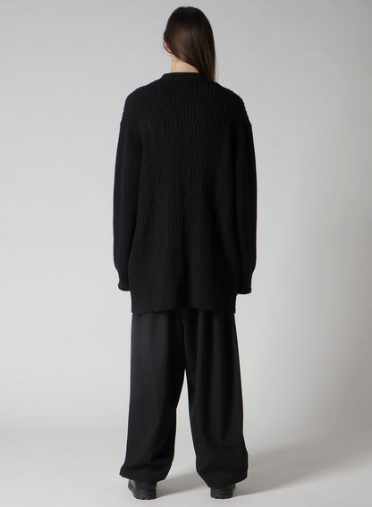 5G1P CABLE+CARDIGAN STITCH ZIP V NECK CARDIGAN