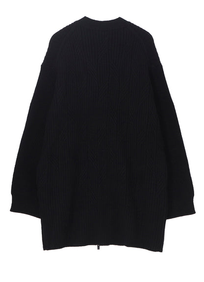 5G1P CABLE+CARDIGAN STITCH ZIP V NECK CARDIGAN