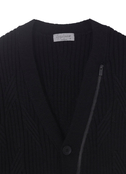 5G1P CABLE+CARDIGAN STITCH ZIP V NECK CARDIGAN