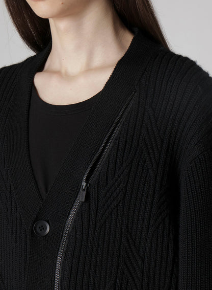 5G1P CABLE+CARDIGAN STITCH ZIP V NECK CARDIGAN