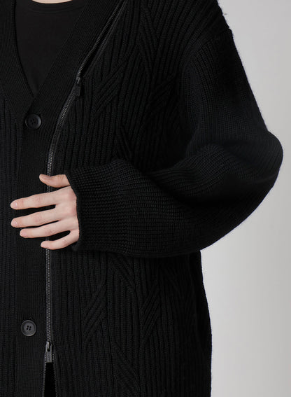 5G1P CABLE+CARDIGAN STITCH ZIP V NECK CARDIGAN