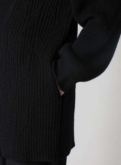 5G1P CABLE+CARDIGAN STITCH ZIP V NECK CARDIGAN