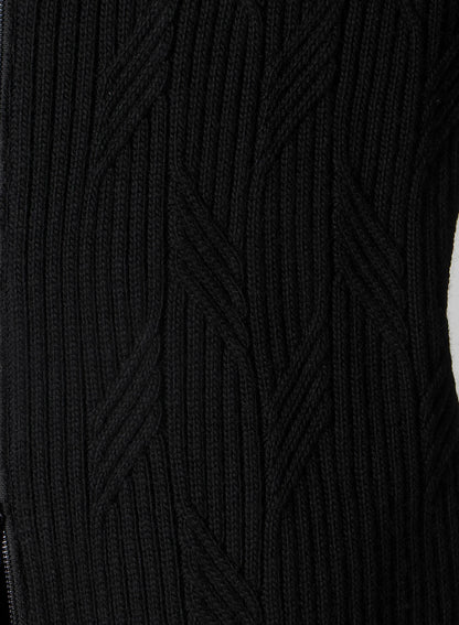 5G1P CABLE+CARDIGAN STITCH ZIP V NECK CARDIGAN