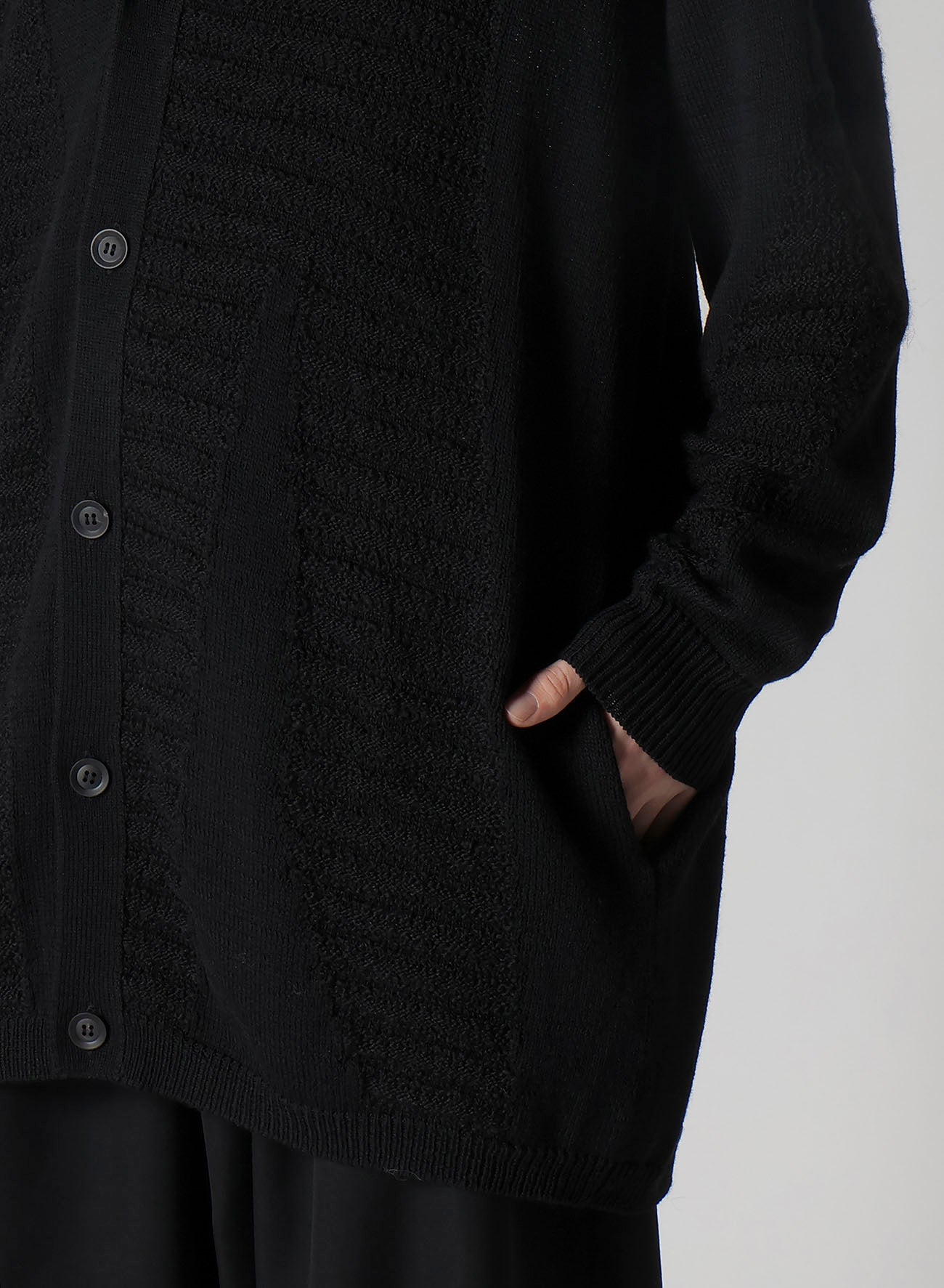 5G1P COMBINATION KNIT COMBINATION V NECK CARDIGAN