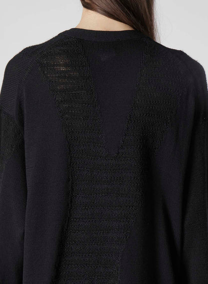 5G1P COMBINATION KNIT COMBINATION V NECK CARDIGAN