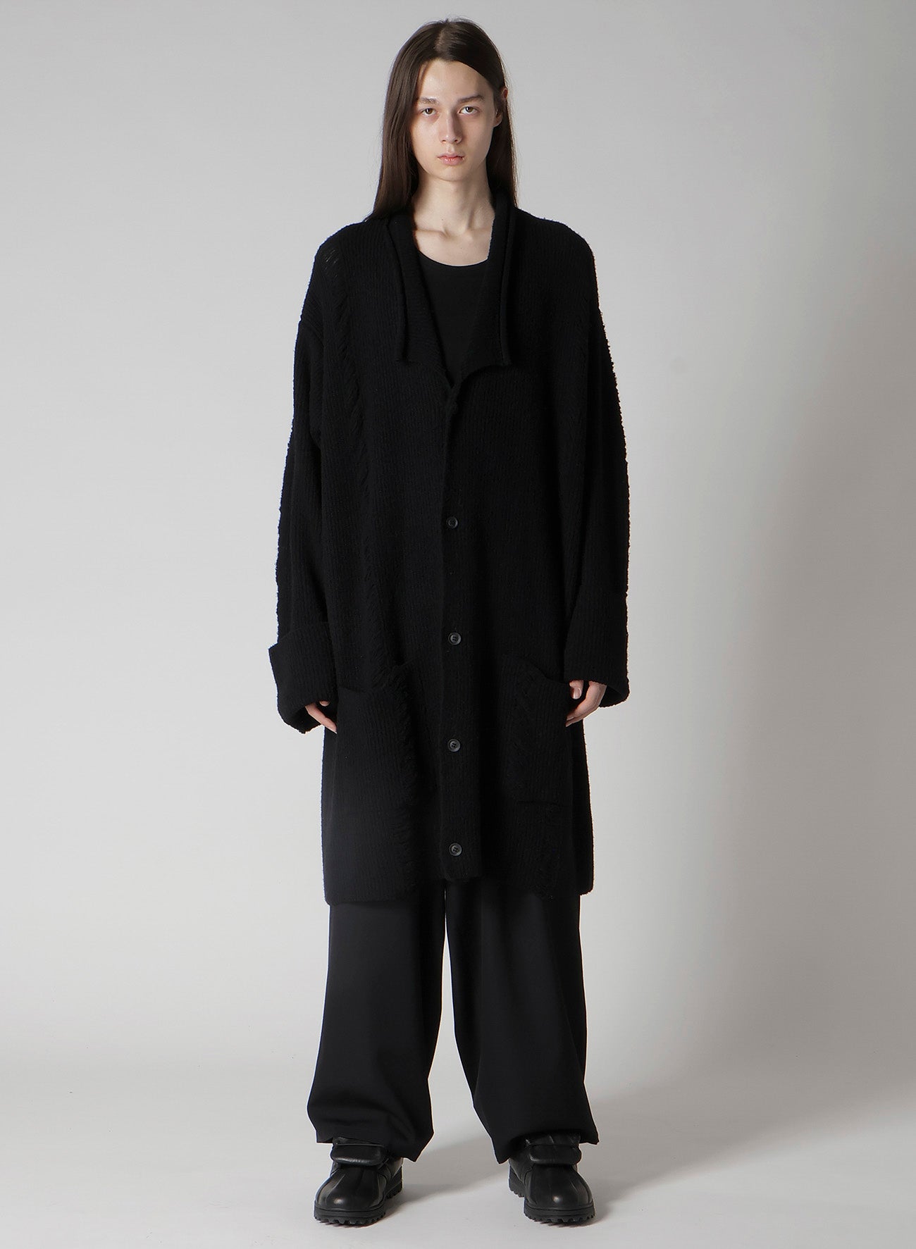 7G3P HALF CARDIGAN CRUSHED LONG CARDIGAN