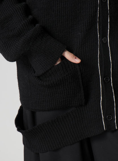 HALF CARDIGAN SLIT DETAIL V NECK CARDIGAN