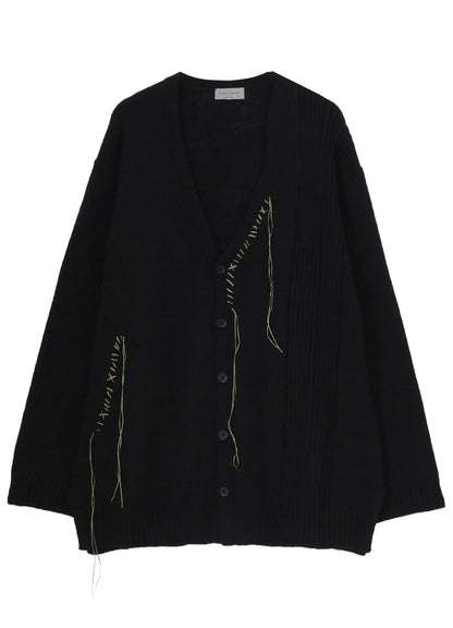 5G1P EMBROIDERY PLAIN STITCH EMBROIDERY V NECK CARDIGAN