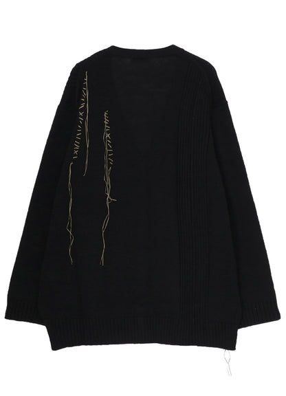 5G1P EMBROIDERY PLAIN STITCH EMBROIDERY V NECK CARDIGAN