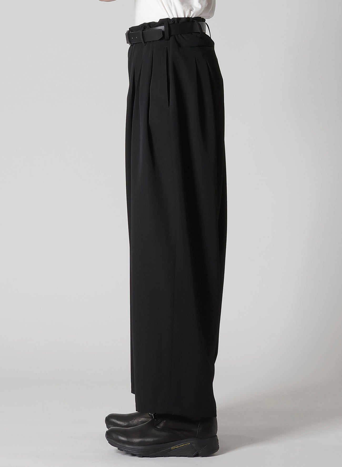 WOOL GABARDINE 12 TUCKS PANTS