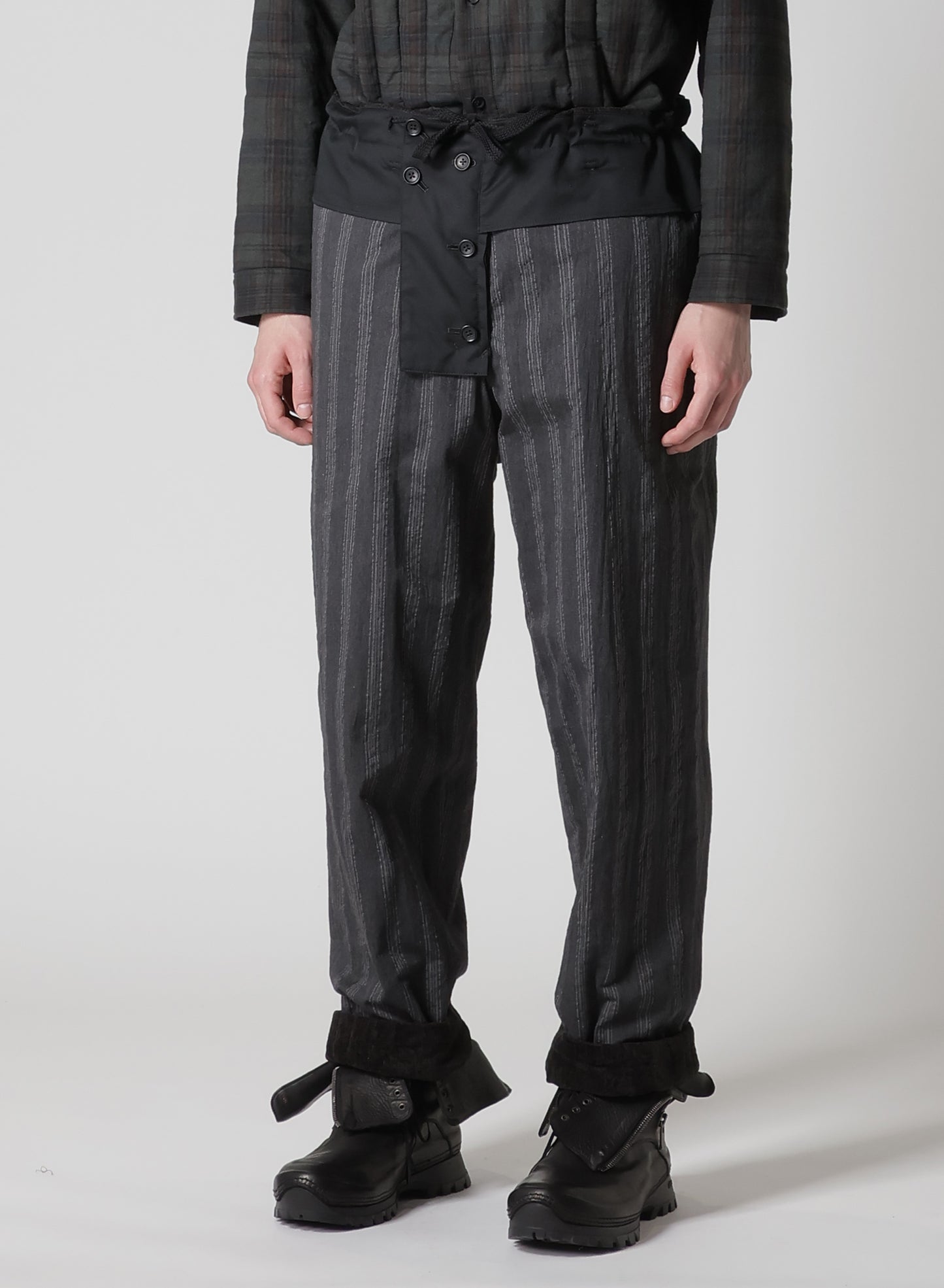 LINEN VELVET OUT POCKET PADDED PANTS