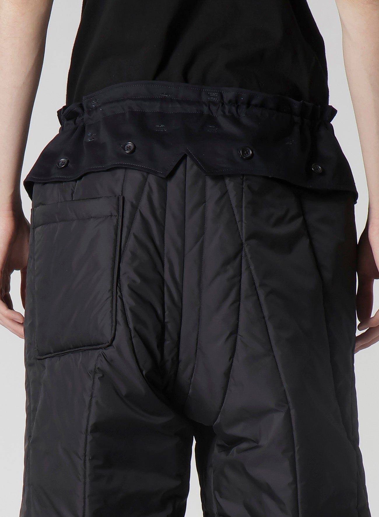NAVY WOOL GABARDINE ONE SIDE PKT PANTS WITH LINER