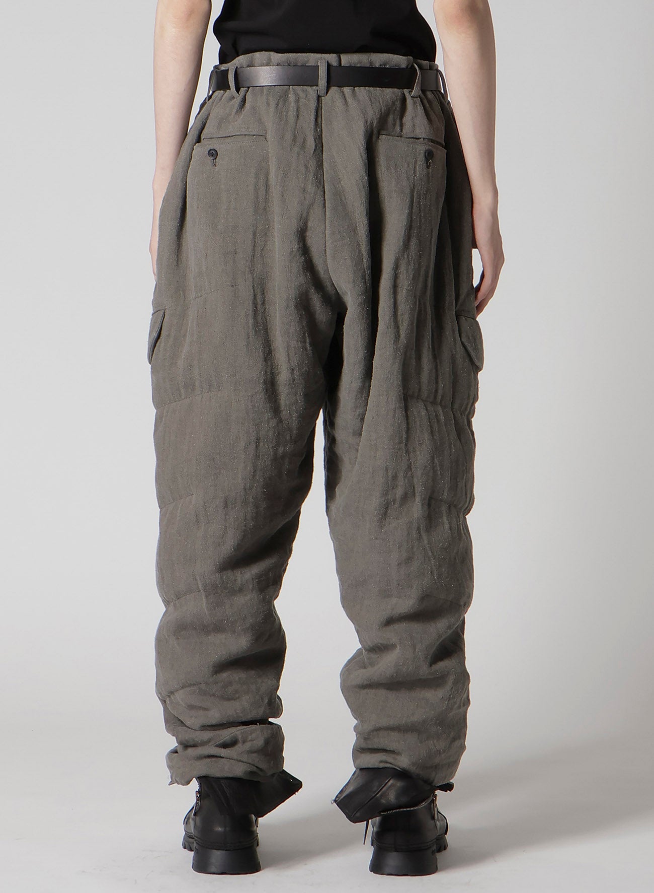 SILK LINEN DIAGONAL FLAP PADDED PANTS