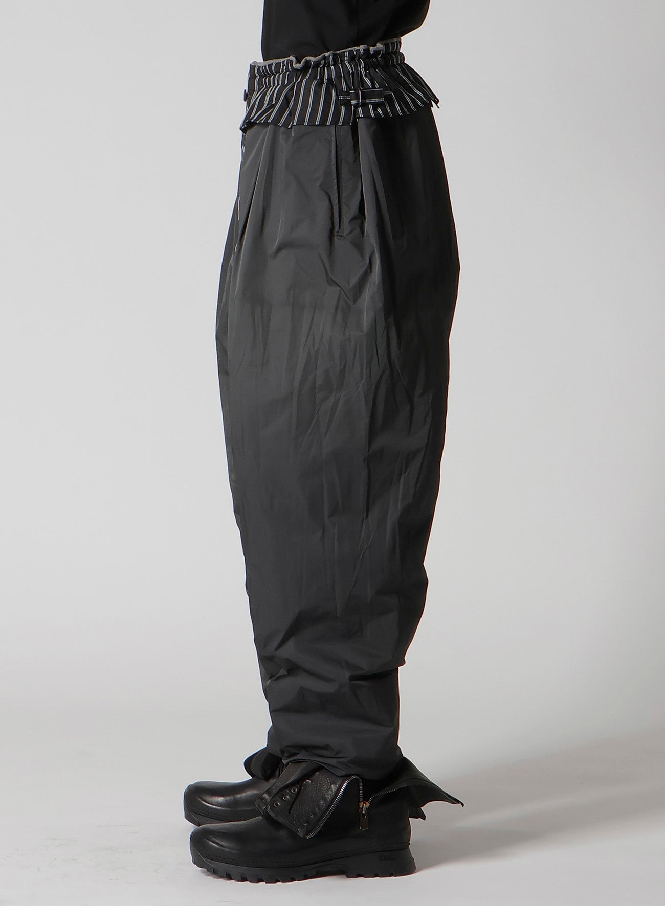 SILK LINEN DIAGONAL FLAP PADDED PANTS