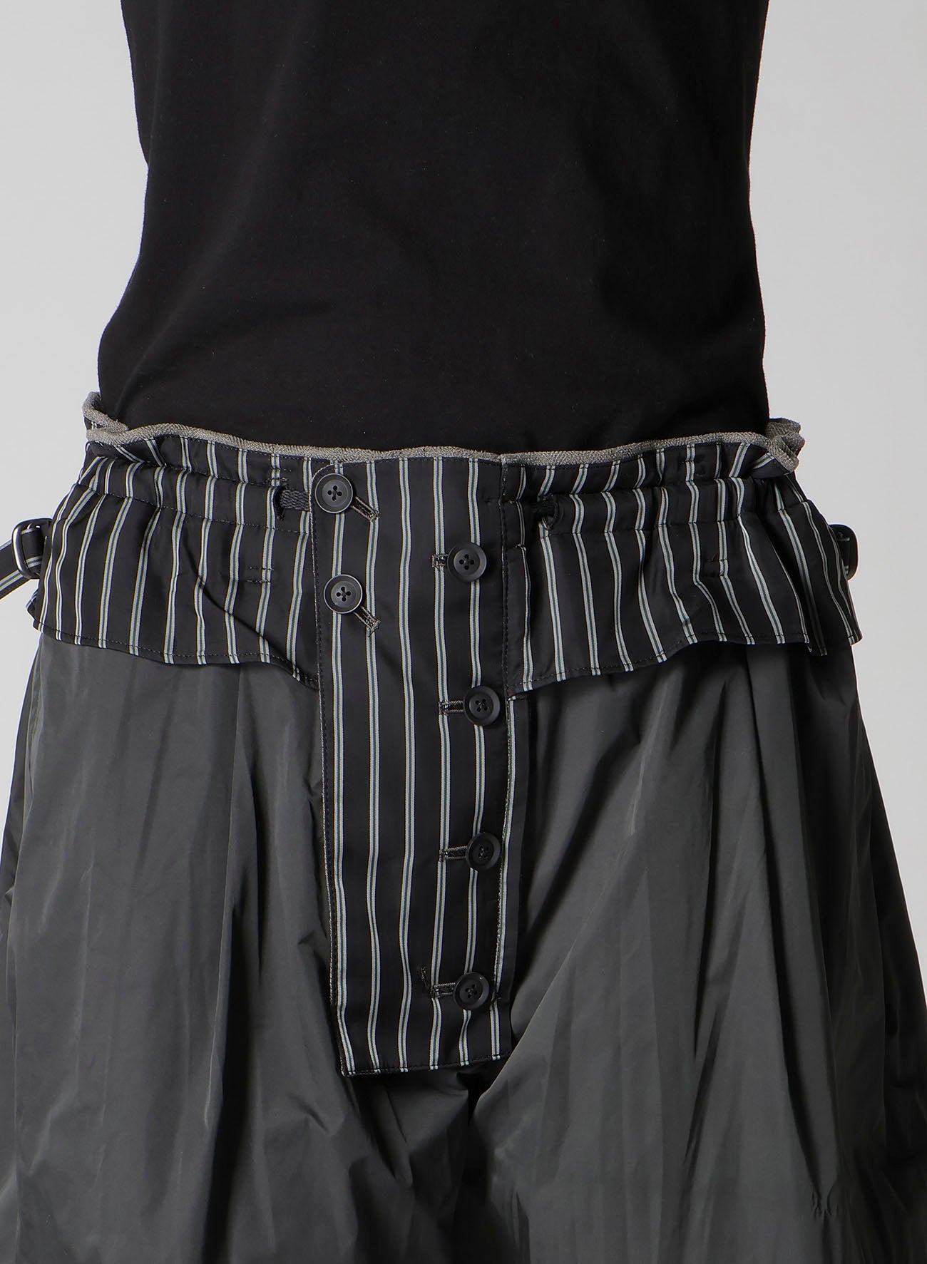 SILK LINEN DIAGONAL FLAP PADDED PANTS