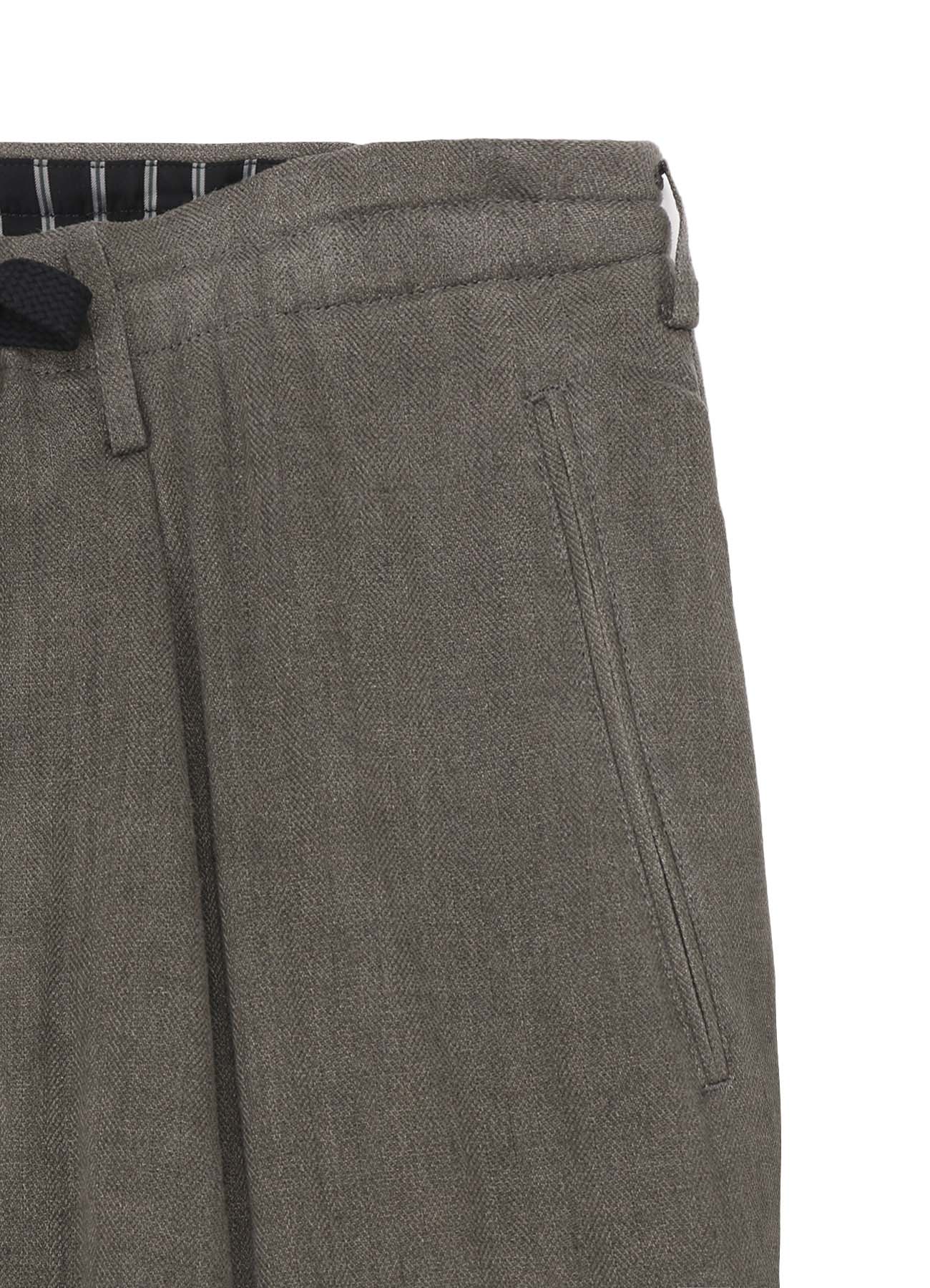 SILK LINEN DIAGONAL FLAP PADDED PANTS