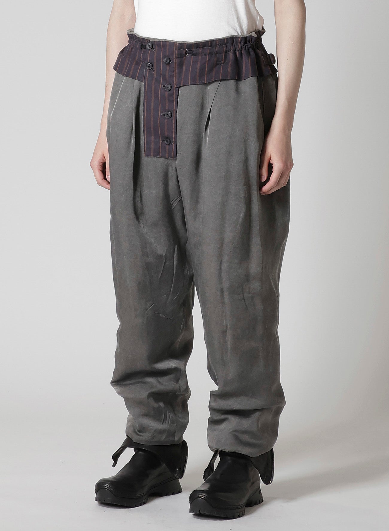 SILK LINEN INKED KNEE TAB PADDED PANTS