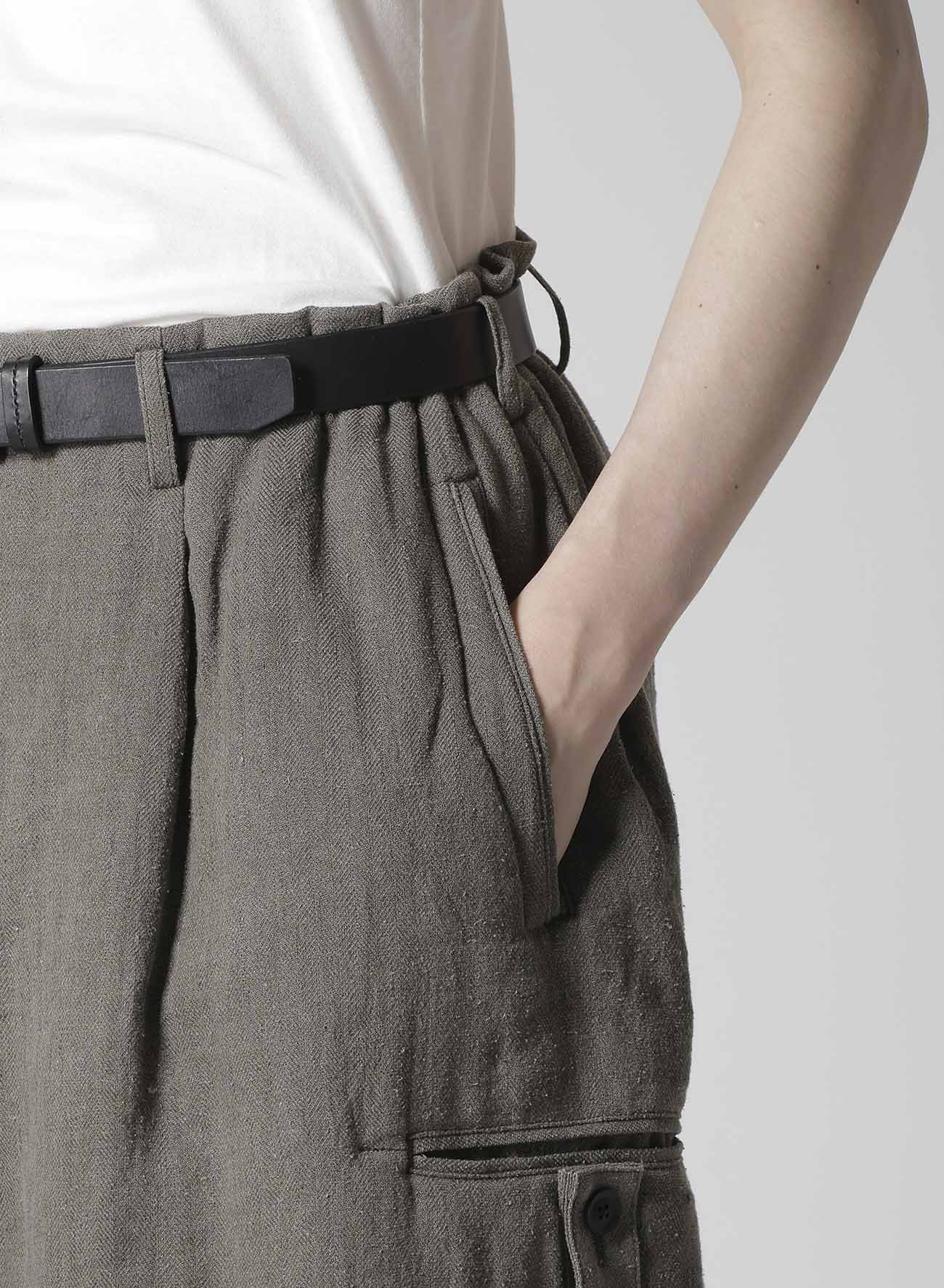 SILK LINEN INKED KNEE TAB PADDED PANTS