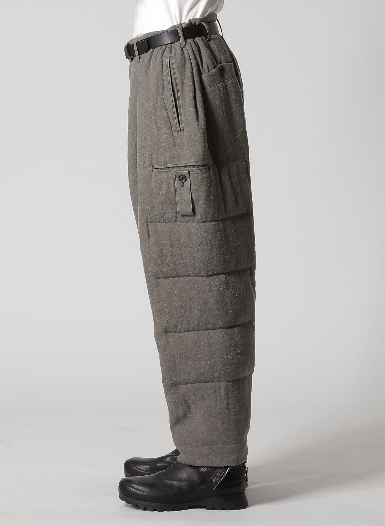 SILK LINEN INKED KNEE TAB PADDED PANTS