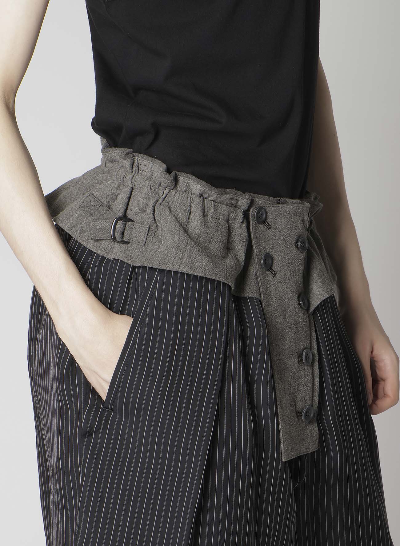 COTTON LINEN SHEETING HORIZONTAL PADDED PANTS