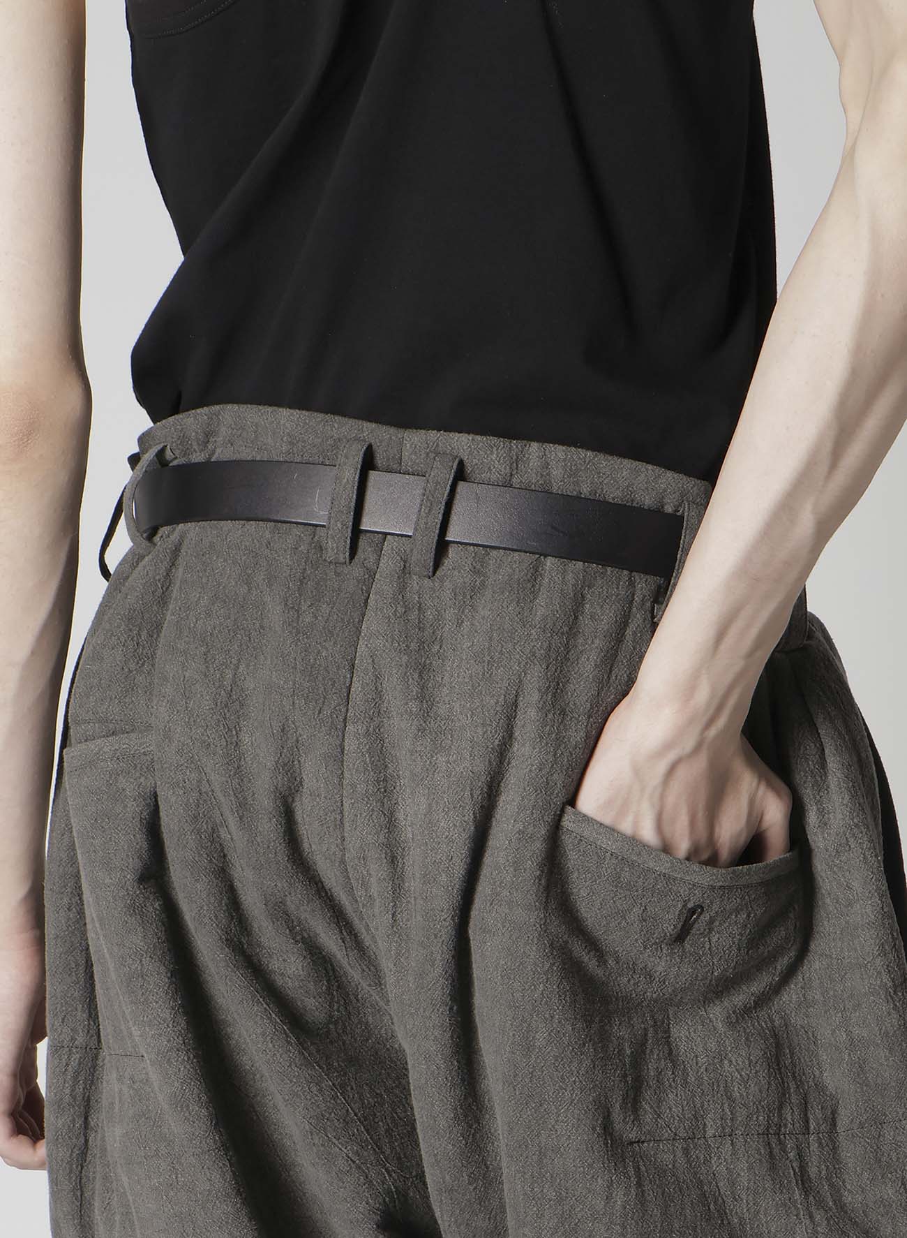 COTTON LINEN SHEETING HORIZONTAL PADDED PANTS